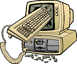 Computer mit Axt im Monitor