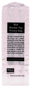 Photo: RSA privacy bag equipped with blocker tag